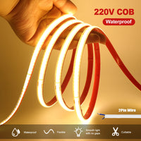 Ruban LED extérieur COB 220 V IP65, 240 LED/m, jusqu'à 100 m