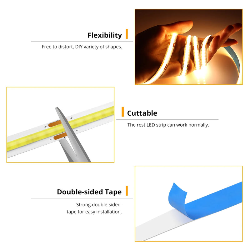 Ruban LED USB à capteur de main – ruban souple, découpable et adhésif double face