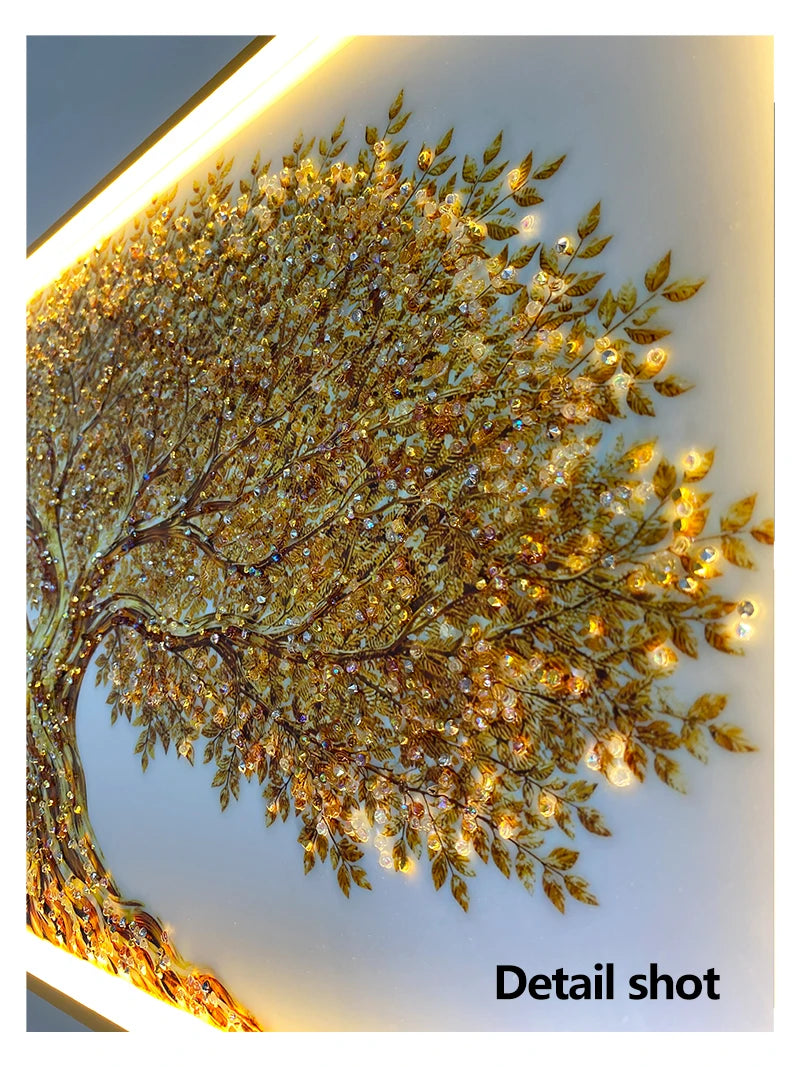 Tableau lumineux LED arbre de vie doré – vue 13