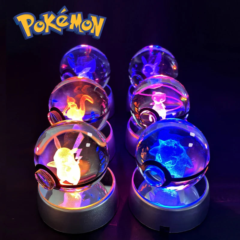 Lampe 3D Pokémon – boules de cristal Pokémon allumées en couleurs
