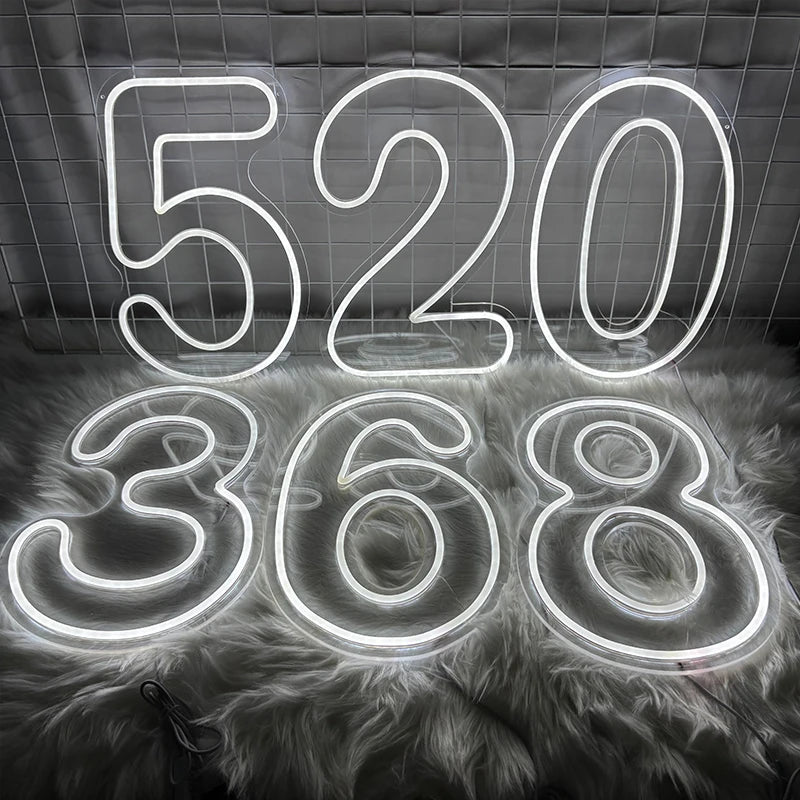 Néon LED mural chiffre de 0 à 9 ou étoile d'anniversaire, USB
