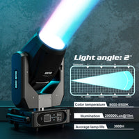 Lyre beam 10R 280 W – faisceau de 2°, température de couleur, éclairement et durée de vie de la lampe