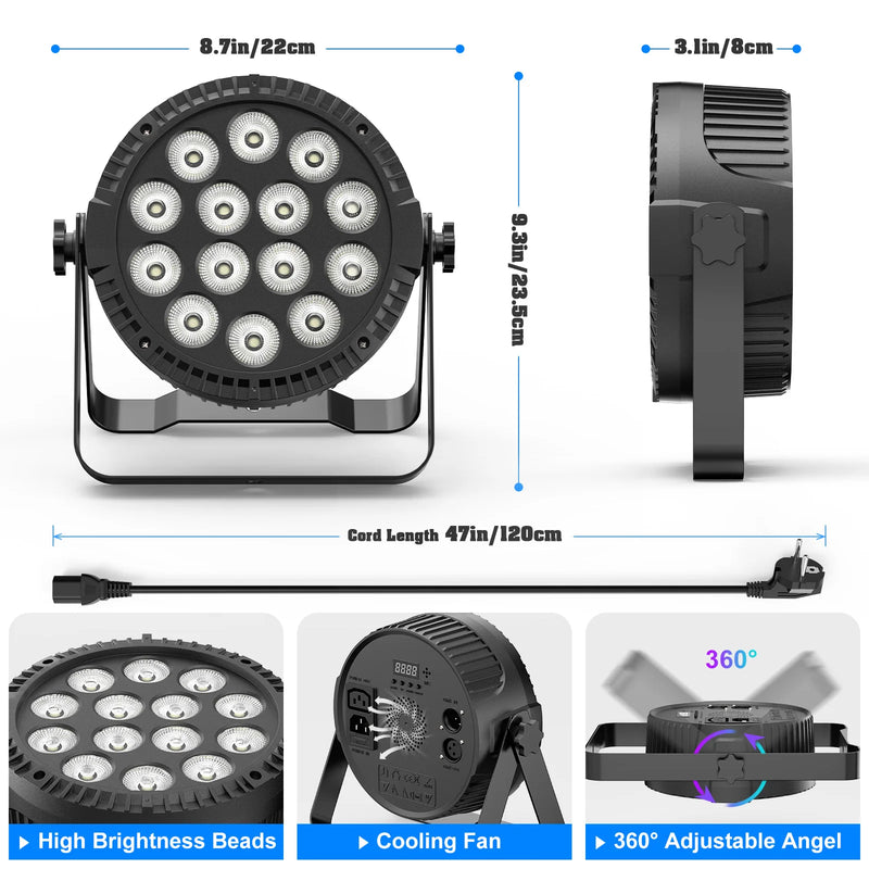 Par LED RGBW 14 LED 80 W DMX télécommande, 4 pièces