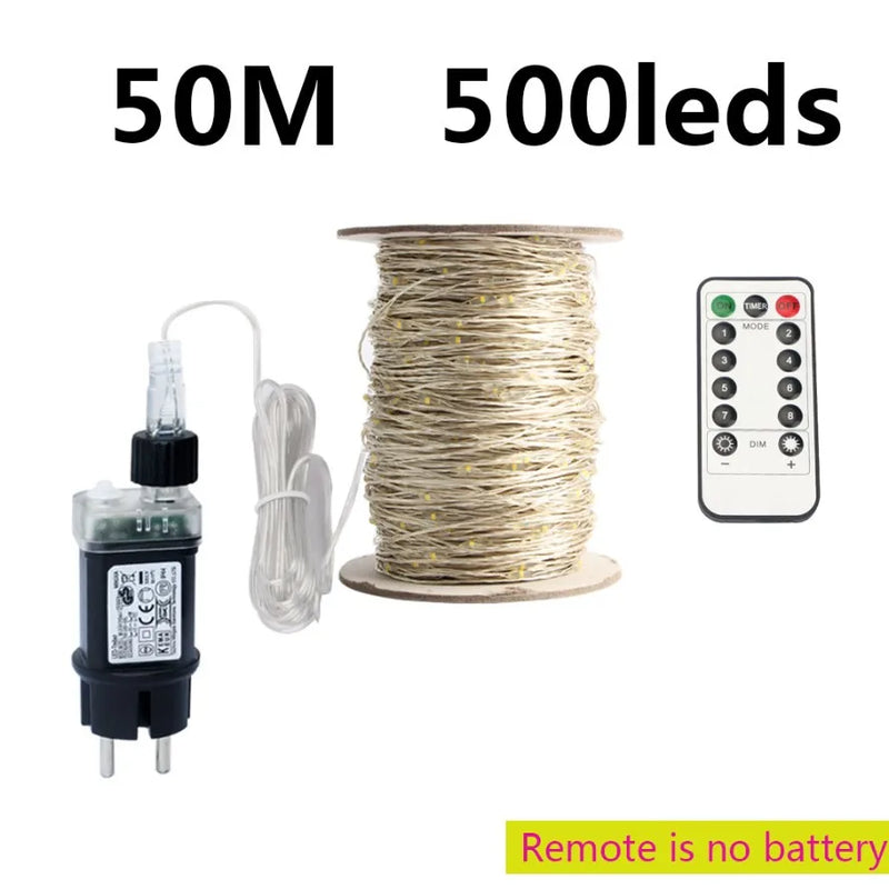 Guirlande lumineuse extérieur micro LED fil argenté, télécommande, 10 à 200 m