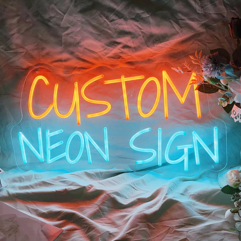 Néon texte personnalisé anniversaire et mariage, 12 couleurs, 25 à 55 cm