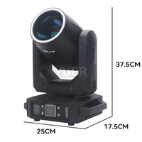 Lot de 2 lyres LED beam 200 W à anneau RGB – dimensions d'une lyre : 25 x 17,5 x 37,5 cm
