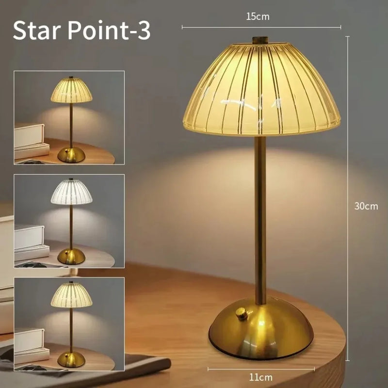 Lampe de table sans fil effet cristal, tactile, rechargeable, 30 cm