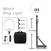 Anneau lumineux 45 cm – version télécommande et sac souple, support mural de 135 cm