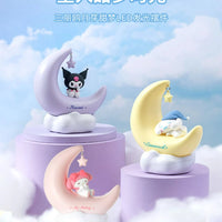 Veilleuse lune Sanrio – trois veilleuses lune sur socles violets