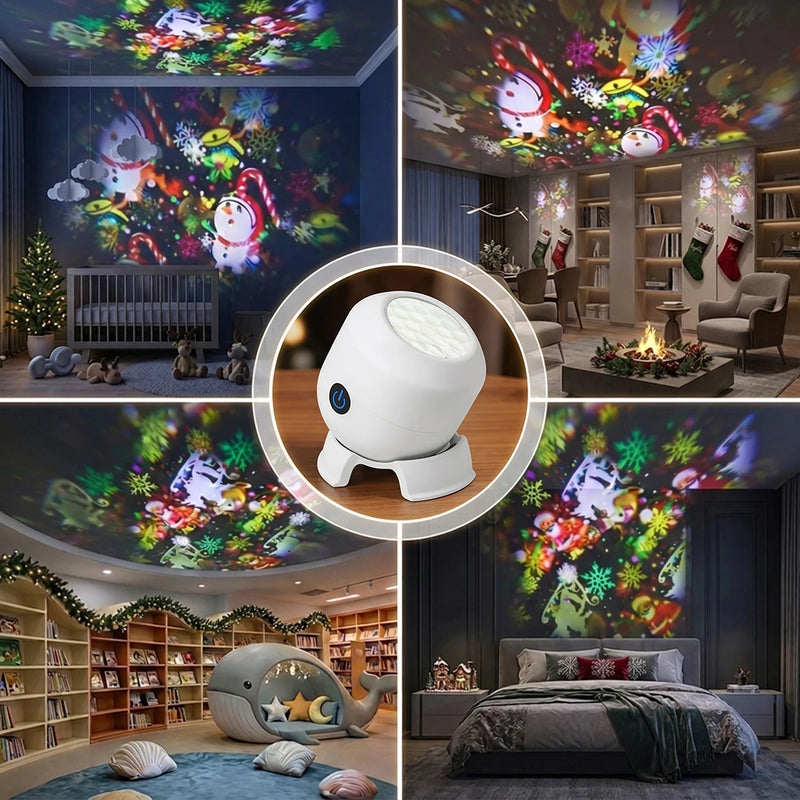 Projecteur de Noël rotatif d'intérieur, 22 motifs, rechargeable
