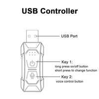 Bande lumineuse fibre optique – schéma du boîtier de commande USB à deux touches