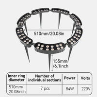 Spot arbre extérieur LED – anneau de 7 modules, diamètre intérieur 51 cm, 84 W