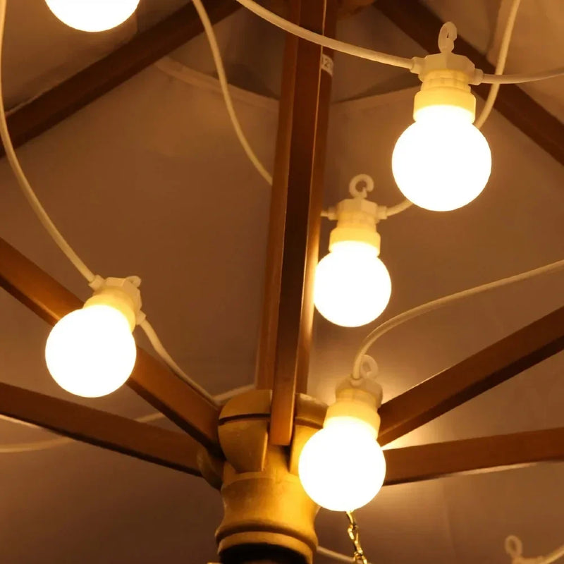 Guirlande guinguette G50 LED extérieur connectable, câble blanc, 10 à 23 m