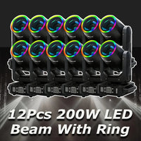 Lot de 12 lyres LED beam 200 W à anneau RGB – lot de 12 lyres à anneau lumineux