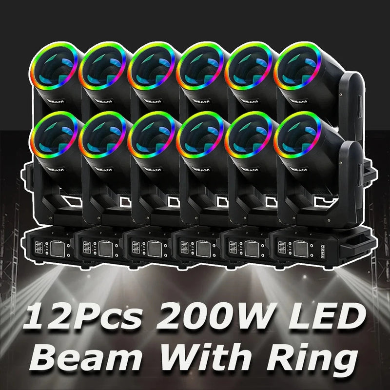 Lot de 12 lyres LED beam 200 W à anneau RGB – lot de 12 lyres à anneau lumineux