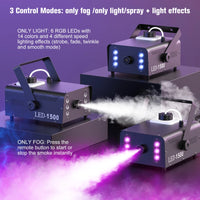 Machine à fumée 1500 W à 6 LED RGB avec télécommande sans fil, réservoir 1 L