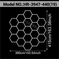 Plafonnier hexagonal LED – modèle de 19 hexagones, 390 x 415 cm