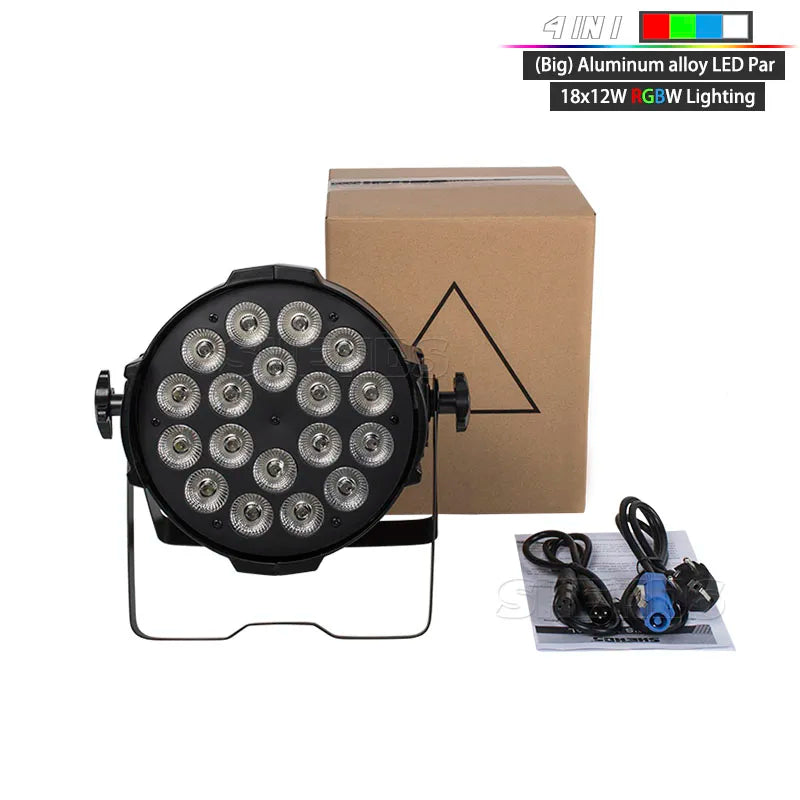 Projecteur PAR LED aluminium, grand ou plat, 18 LED RGBW ou RGBWA UV, DMX