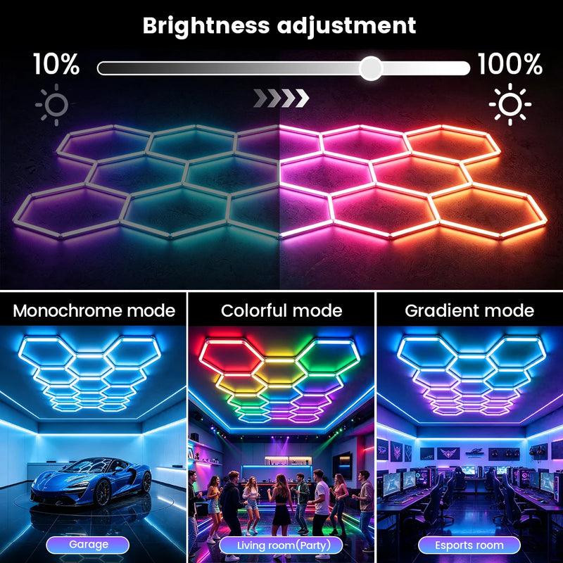 Barres LED hexagonales RGB – vue 6