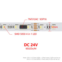 Ruban LED adressable DMX512 – ruban de 24 V à puce SOP16 et circuit de 12 mm