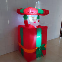 Père Noël gonflable animé qui sort d'un cadeau, LED, 1,5 m