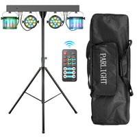 Pack éclairage DJ sur pied : 2 PAR LED RGBW, 2 derbys, télécommande