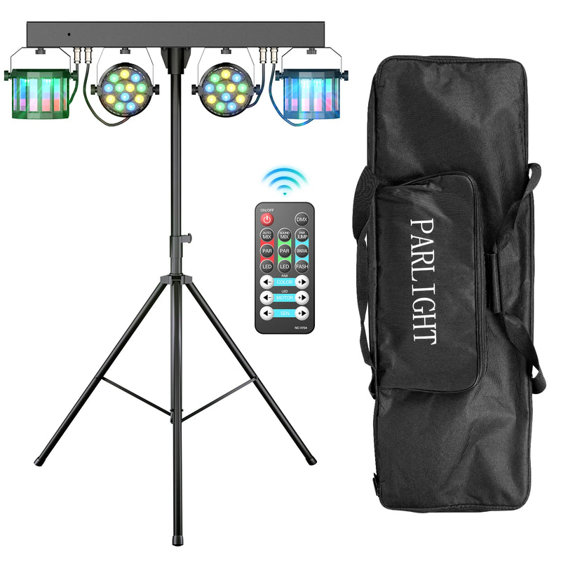 Pack éclairage DJ sur pied : 2 PAR LED RGBW, 2 derbys, télécommande