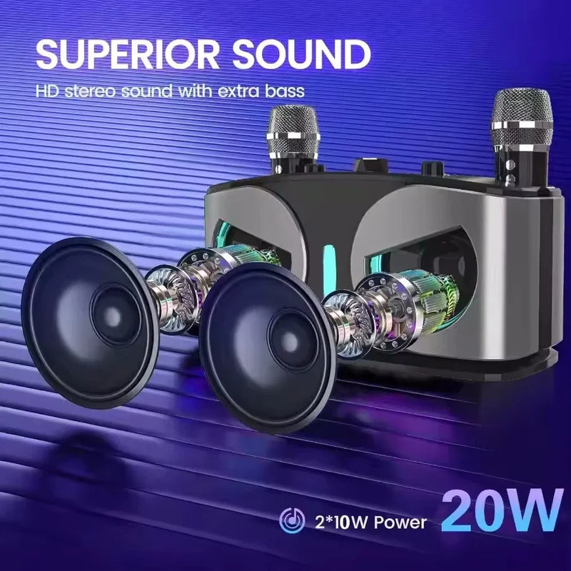 Enceinte karaoké à effets de voix – deux haut-parleurs de 10 W, puissance de 20 W