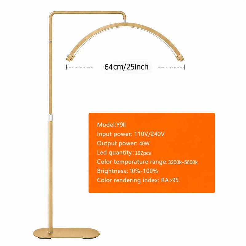 Lampe demi-lune LED sur pied – Doré, modèle C