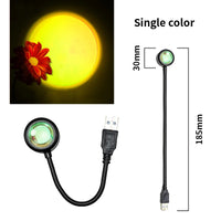 Lampe coucher de soleil USB – version dorée, tête de 30 mm, longueur 185 mm