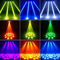 Paire de lyres LED 120 W – gobos colorés projetés sur un mur