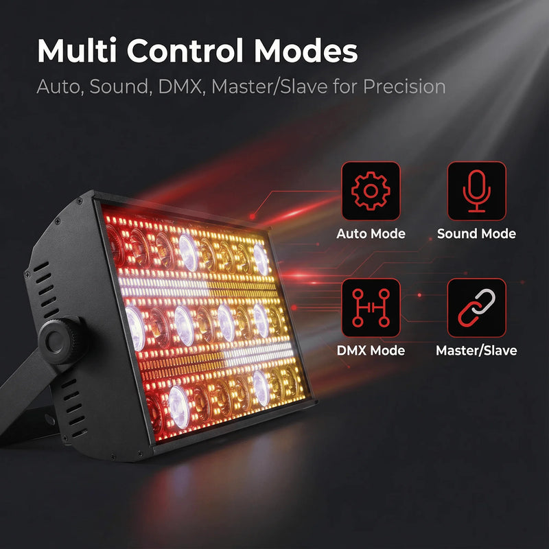 Lot de 4 stroboscopes LED 300 W – modes de commande, deuxième vue