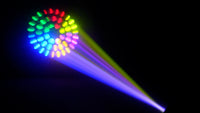 Lyre beam 7R 230 W à halo LED RGB, zoom de 0 à 4°, 14 gobos, DMX 18 canaux