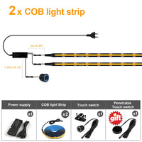 Ruban LED tasseau bois noir – kit avec deux rubans, alimentation et interrupteur tactile