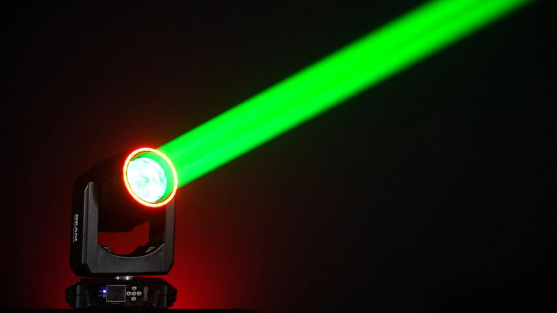 Lyre beam 7R 230 W à halo LED RGB, zoom de 0 à 4°, 14 gobos, DMX 18 canaux