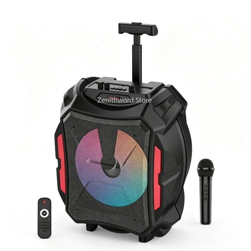 Enceinte karaoké lumineuse sur roulettes 30 W avec micro sans fil