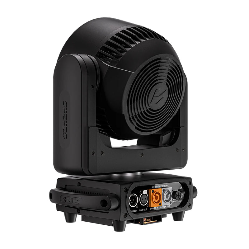 Lyre LED zoom wash 19 LED RGBW – lyre vue de dos : connecteurs de signal et d'alimentation