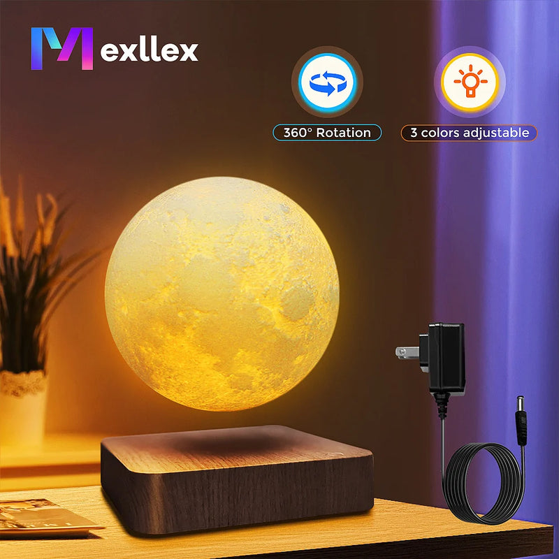 Lampe lune en lévitation magnétique 14 cm ou ampoule flottante, tactile
