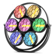 Projecteur vintage 350 W à 7 lentilles facettées, COB dorées et LED RGB, DMX512