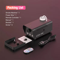 Machine à fumée 500 W à 3 LED RGB, télécommande sans fil et réservoir de 260 ml