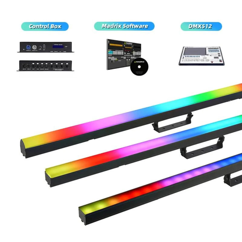 Barres LED pixel RGB 100 cm – boîtier de commande, logiciel et console DMX512