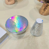 Boule à facettes déco champignon – dessous du chapeau et pied en carreaux de miroir