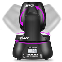 Mini lyre beam LED RGBW 20 W, faisceau de 3°, DMX 13 canaux, à l'unité ou par 2