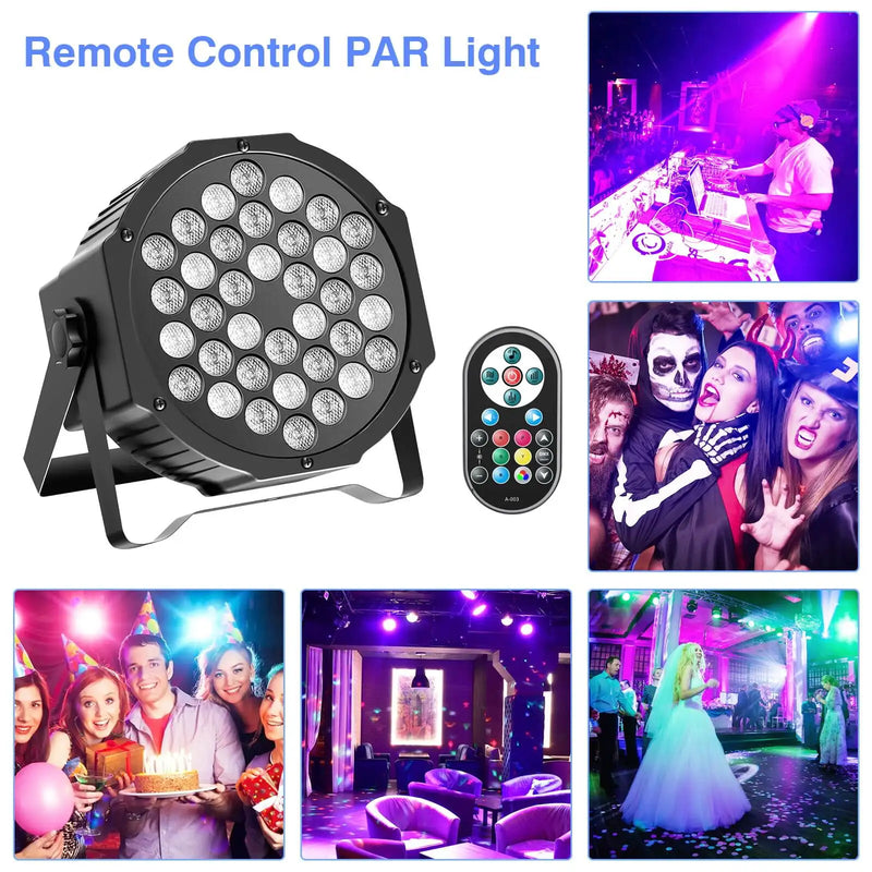 Lot de 2 projecteurs PAR LED plats 36 LED RGB, télécommande et DMX