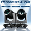 Lot de 2 lyres beam à lampe R7S 380 W, zoom 0 à 4°, 13 gobos, prismes 8 + 16 + 24, DMX 18 canaux