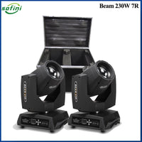 Lyres beam 7R 230 W – deux lyres devant le flight case ouvert