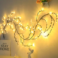 Guirlande de saule lumineuse – vigne lumineuse sur un mur avec cadre