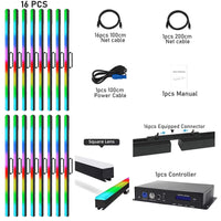 Tubes LED pixel DMX ArtNet – lot de 16 tubes à lentille carrée avec leurs accessoires