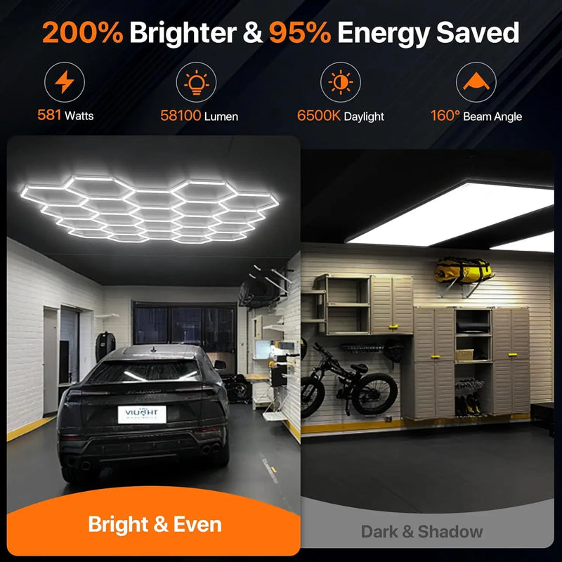 Éclairage LED hexagonal de garage – vue 18