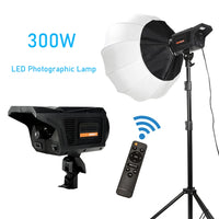 Lampe vidéo COB 300 W – lampe, softbox boule, pied et télécommande